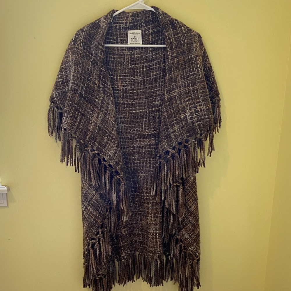Anthropologie Fringed Wool Vest